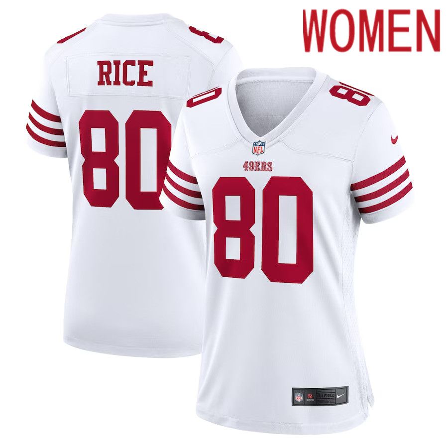 Women San Francisco 49ers #80 Jerry Rice Nike White Retired Player Game NFL Jersey